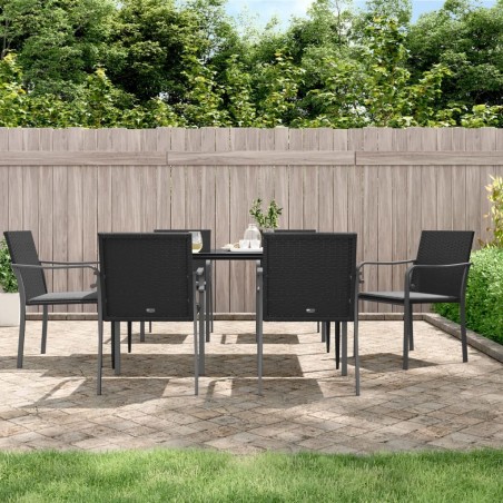Ensemble à manger de jardin 7 pcs coussins résine tressée acier 530086530086
