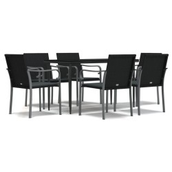 Ensemble à manger de jardin 7 pcs coussins résine tressée acier 530086530086
