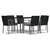 Ensemble à manger de jardin 7 pcs coussins résine tressée acier 530086530086
