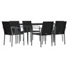 Ensemble à manger de jardin 7 pcs coussins résine tressée acier 530086530086