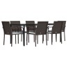 Ensemble à manger de jardin 7 pcs coussins résine tressée acier 530088530088