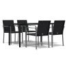 Ensemble à manger de jardin 5 pcs coussins résine tressée acier 530089530089