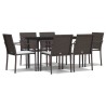 Ensemble à manger de jardin 7 pcs coussins résine tressée acier 530090530090