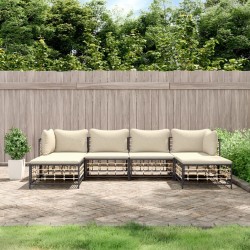 Salon de jardin 6 pcs avec coussins anthracite résine tressée 530091530091