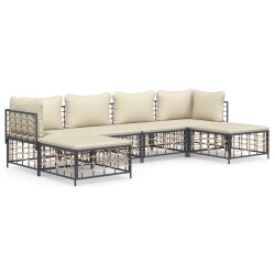 Salon de jardin 6 pcs avec coussins anthracite résine tressée 530091530091