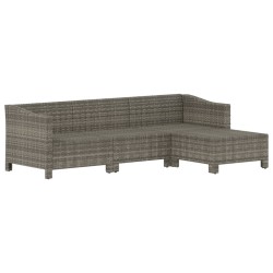 Salon de jardin 4 pcs avec coussins Gris Résine tressée 530092530092