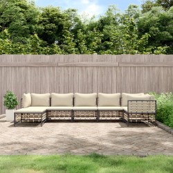 Salon de jardin 7 pcs avec coussins anthracite résine tressée 530093530093