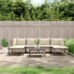 Salon de jardin 7 pcs avec coussins anthracite résine tressée 530094530094