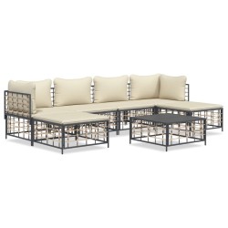 Salon de jardin 7 pcs avec coussins anthracite résine tressée 530094530094