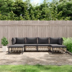 Salon de jardin 6 pcs avec coussins anthracite résine tressée 530095530095