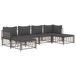 Salon de jardin 6 pcs avec coussins anthracite résine tressée 530095530095