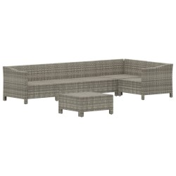 Salon de jardin 6 pcs avec coussins Gris Résine tressée 530096530096