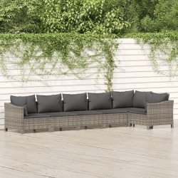 Salon de jardin 6 pcs avec coussins Gris Résine tressée 530097530097