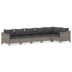 Salon de jardin 6 pcs avec coussins Gris Résine tressée 530097530097