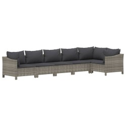 Salon de jardin 6 pcs avec coussins Gris Résine tressée 530097530097