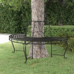 Banc demi-circulaire tour d'arbre Ø160 cm Noir Acier 530098530098