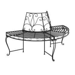 Banc demi-circulaire tour d'arbre Ø160 cm Noir Acier 530098530098