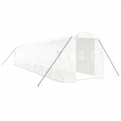 Serre avec cadre en acier blanc 20 m² 10x2x2 m 530105530105