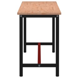 Établi 220x55x81,5 cm bois massif de hêtre et métal 530116530116