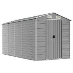 Abri de jardin gris clair 191 x 385 x 198 cm en acier galvanisé 530119530119