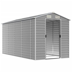 Abri de jardin gris clair 191 x 385 x 198 cm en acier galvanisé 530119530119