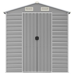 Abri de jardin gris clair 191 x 385 x 198 cm en acier galvanisé 530119530119