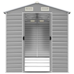 Abri de jardin gris clair 191 x 385 x 198 cm en acier galvanisé 530119530119