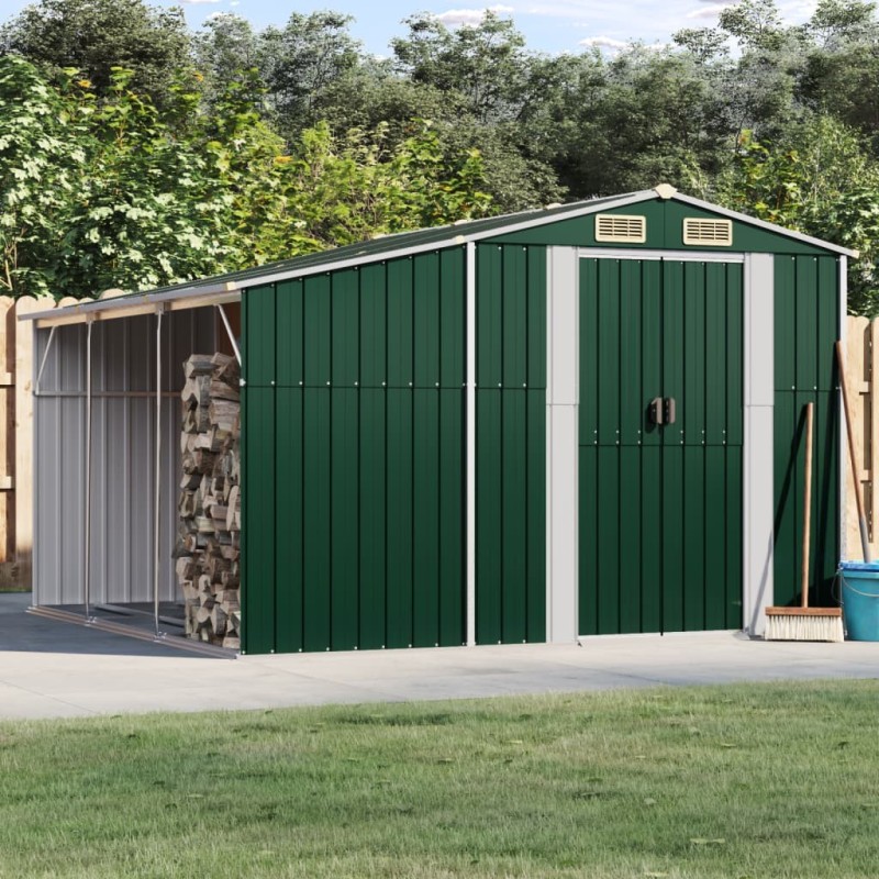 Abri de jardin vert 277x279x179 cm acier galvanisé 530121530121