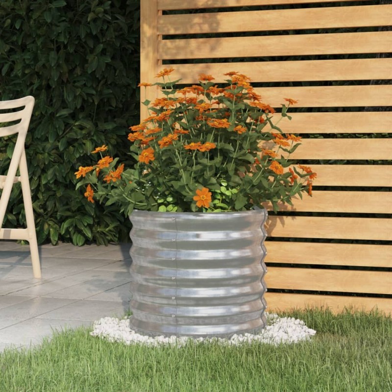 Jardinière de jardin Acier galvanisé 40x40x36 cm Argenté 530125530125
