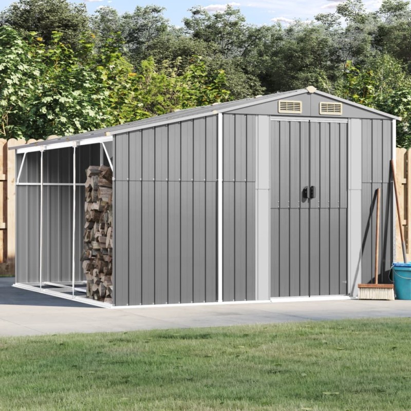 Abri de jardin gris 277x279x179 cm acier galvanisé 530129530129