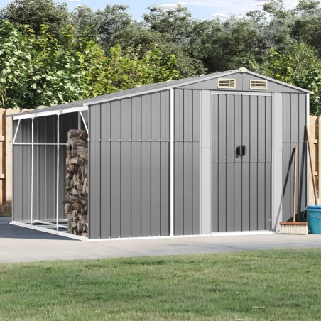 Abri de jardin gris 277x279x179 cm acier galvanisé 530129530129