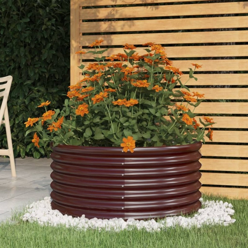 Jardinière de jardin Acier galvanisé 80x80x36 cm Marron 530132530132