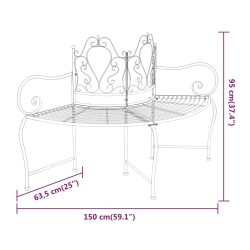 Banc tour d'arbre 150 cm Noir Acier 530133530133