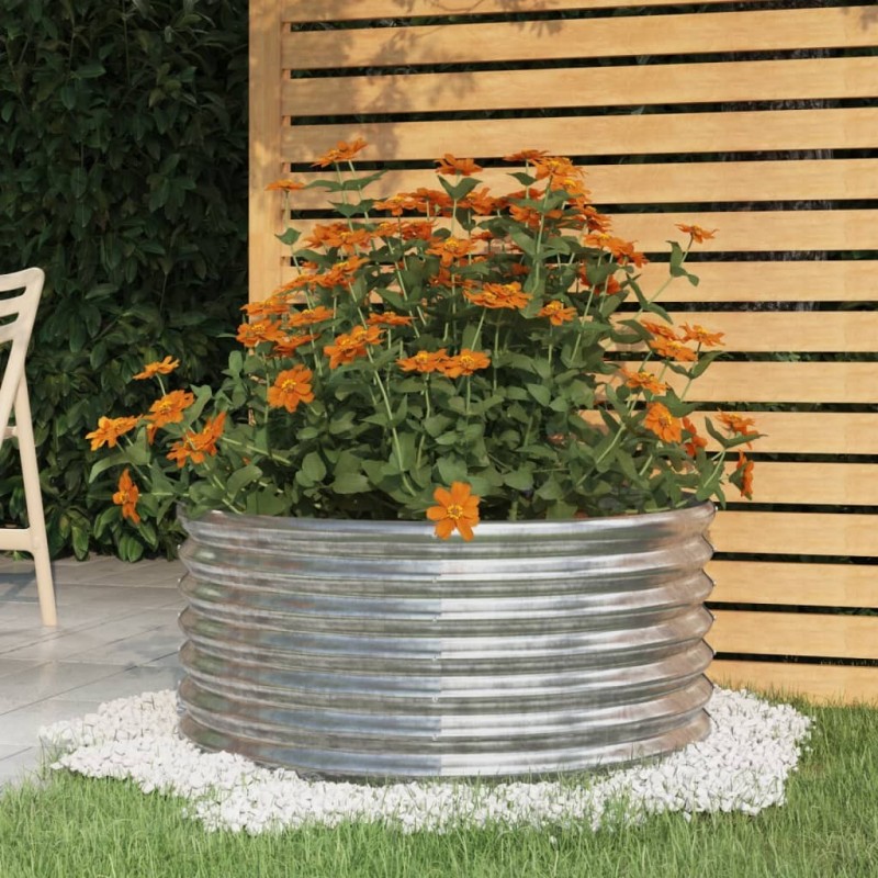 Jardinière de jardin Acier galvanisé 80x80x36 cm Argenté 530136530136