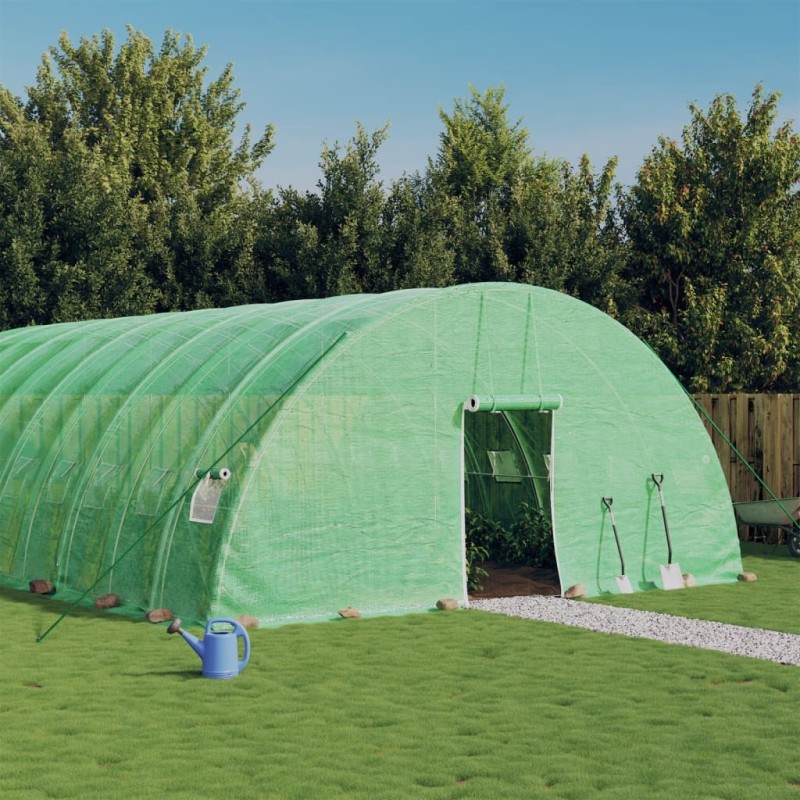Serre avec cadre en acier vert 36 m² 6x6x2,85 m 530137530137