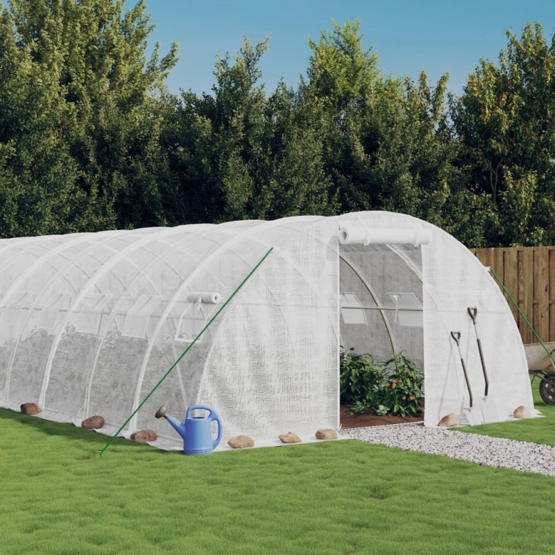 Serre avec cadre en acier blanc 32 m² 8x4x2 m 530138530138