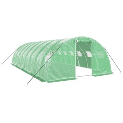 Serre avec cadre en acier vert 32 m² 8x4x2 m 530140530140