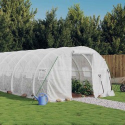Serre avec cadre en acier blanc 30 m² 10x3x2 m 530141530141
