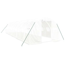 Serre avec cadre en acier blanc 30 m² 10x3x2 m 530141530141