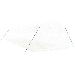 Serre avec cadre en acier blanc 30 m² 10x3x2 m 530141530141