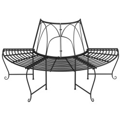 Banc demi-circulaire tour d'arbre Ø159 cm Noir Acier 530142530142