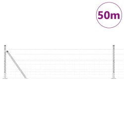 Clôture avec poteau Argenté 0,6 x 50 m Acier 530190530190