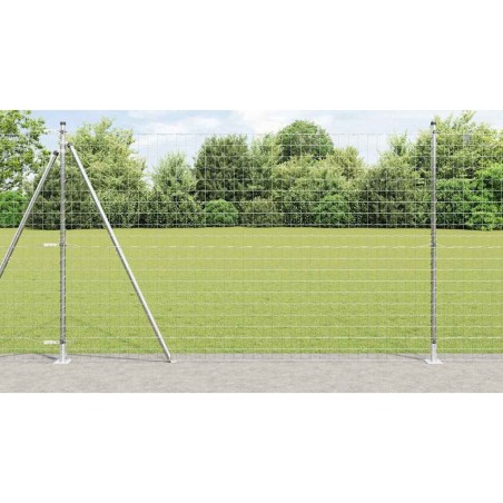 Clôture avec poteau Argenté 1,4 x 10 m Acier 530220530220