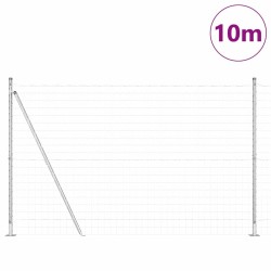Clôture avec poteau Argenté 1,4 x 10 m Acier 530220530220