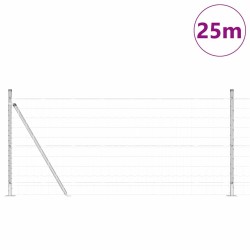 Clôture avec poteau Argenté 0,8 x 25 m Acier 530237530237