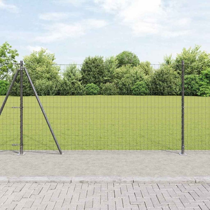 Clôture avec poteau Gris 1,2 x 25 m Acier et PVC 530240530240