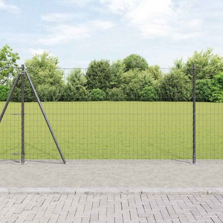 Clôture avec poteau Gris 1,2 x 25 m Acier et PVC 530240530240