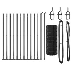 Clôture avec poteau Gris 0,6 x 25 m Acier et PVC 530241530241