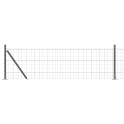 Clôture avec poteau Gris 0,4 x 25 m Acier et PVC 530247530247