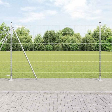 Clôture avec poteau Argenté 1,5 x 10 m Acier 530249530249